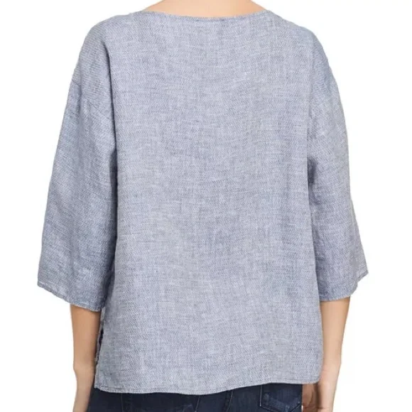 Eileen Fisher Organic Linen Boat-Neck Top Women’s Medium - Picture 2 of 5